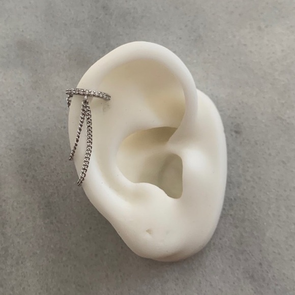 Sterling Silver Crystal Chain Cuff Earring Brand New - Picture 1 of 4